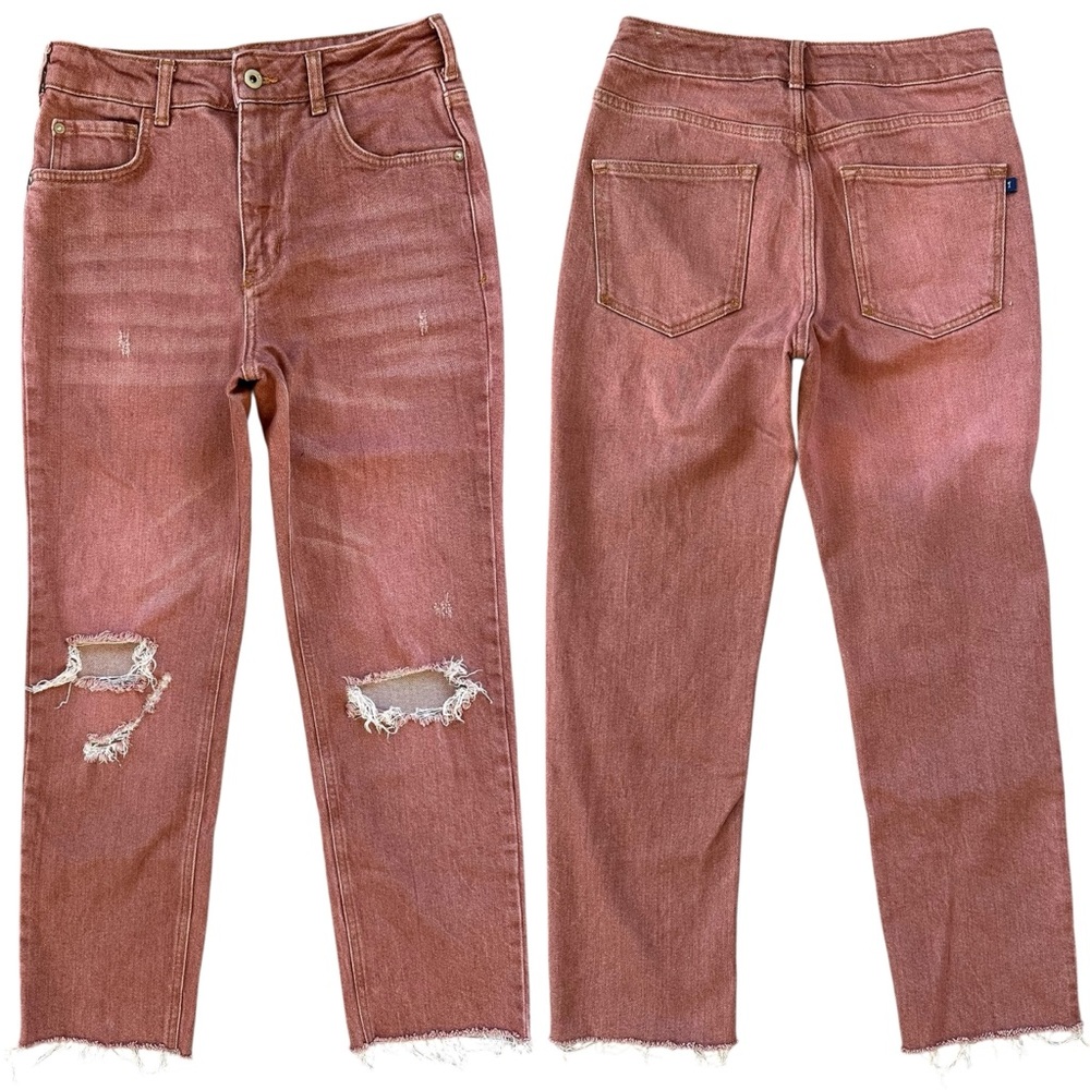 Anthropologie Pilcro The Vintage Straight Raw Hem Clay Rust Jeans Size 27